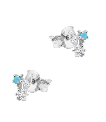 Opal with CZ Silver Stud Earring STS-6546